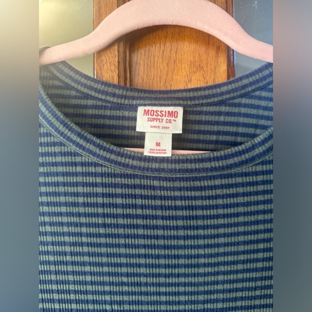 Blue and Green Striped T-Shirt Dress